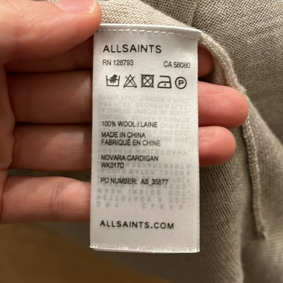 All Saints 100% Merino wool drapey cardigan - Picture 8 of 8